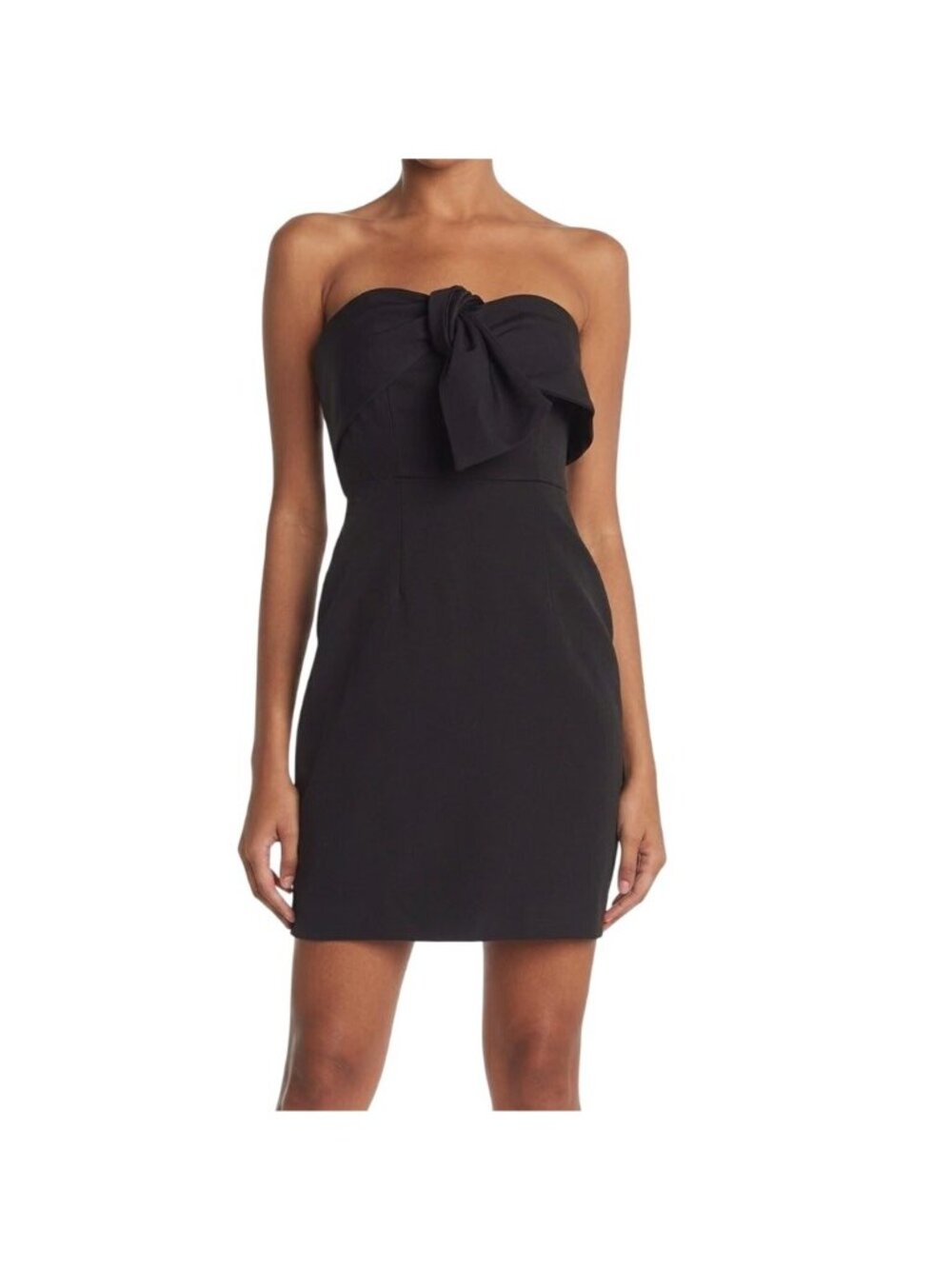 Sam Edelman Size 6 Black Strapless Bow Detail Cocktail Party Mini Sheath Dress